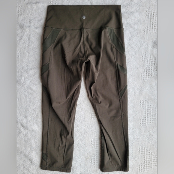 Lululemon Wunder Under Athletic High-Rise Crop Legging 21" *MeshDark Olive - Picture 3 of 10